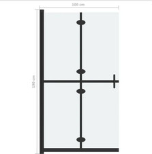 Duschtür 100×190cm faltbar Tür Schwarz Aluminium ESG Glas 4 Panel mit Griff