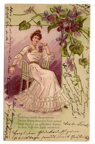 Antike jugendstil postkarte - ak,