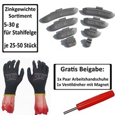 5-30g Schlaggewichte Sortiment 225x Zinkgewichte Auswuchtgewichte Stahlfelge