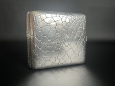 Jugendstil Silber Zigarettenetui "Georg Adam Scheid" Kroko Optik innen vergoldet