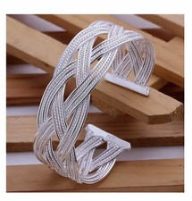 Armspange Breit Damen Sterling Silber 925 Armband Armreif Flexibel