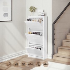 Schuhschrank Schuhkipper schmal hoch Schuhregal mit 3 Klappen für 9 Paar Schuhe