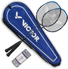 Victor Badminton Set Ultramate 6 blau, 2 Badmintonschläger + 3 Bälle + Setbag