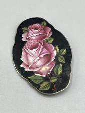 Antike Brosche Emaille Rosen