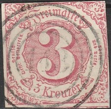 3 Kr. MiNr. 32 mit Nr. Stpl