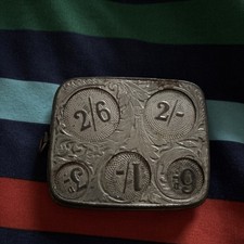 J W Benson Edwardian Pocket Coin Holder, vernickelt, gefedert 