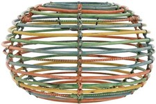 Lampenschirm Ø40cm Retro aus echtem Rattan Gestäbt für E 27 Fassungen (Bunt)