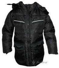 Dicke Winterjacke in Schwarz kariert mit Fleece Futter von OUTBURST by NICKEL 39