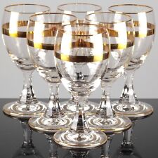 6 Weingläser Weißweingläser 13 cm Goldrand Vintage ReUse Gläser 