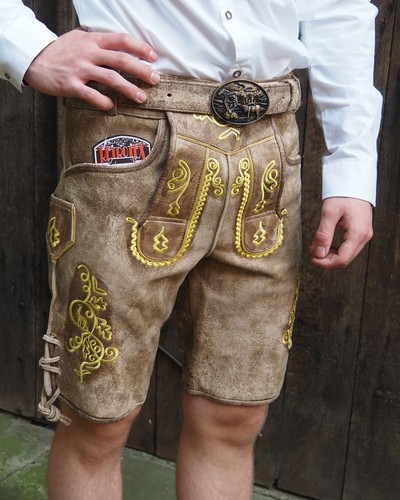 Kurze lederhose braun mit - braun,