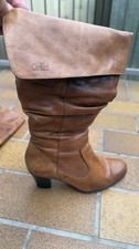 Vintage Echt Leder Stiefel Leder Mit Umschlag 38 Braun-antik