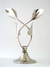 Vintage Kerzenständer versilbert Kerzenhalter Kerzenleuchter Blätter 50er?
