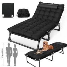 176cm Gartenliege Leicht Sonnenliege Klappbar Alu Liegestuhl Strandliege + Kisse