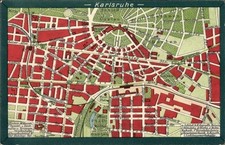 Ak Karlsruhe in Baden, Karte