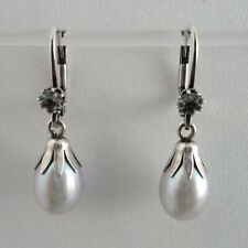 Aquamarin Perle grau Ohrhänger Vintage Trachten Retro antik Sterling Silber 925