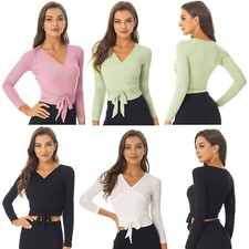 Damen Ballettjacke Tanzjacke Bolero Shirts Tanzoberteil Wickeljacke Wickel Tops