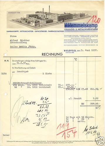 Bielifeld rechnung 1937 - bielifeld,,