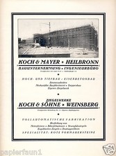 Koch Mayer Heilbronn Weinsberg Reklame 1926 Bau Ingenieur Ziegelwerke Ziegel ad