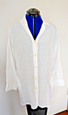 120% Lino  Leinenbluse weiß Langform mit Taschen Gr. 44 Reines Leinen NP 120.00