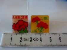 2x 1.MAI ANSTECKER PIN METALL 2017 und 2018 (Gewerkschaft DGB Arbeiterbewegung)