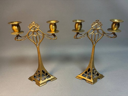 Jugendstil kerzenständer - 2x,
