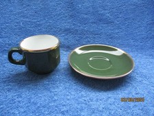 WALKÜRE Bayreuth- Porzellan- ESPRESSO-/Mokkatasse+Untertasse - grün mit Goldrand