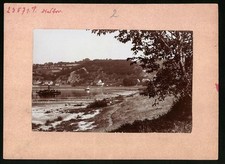 Ansicht Diesbar a. Elbe, Blick auf die Elbe mit Schleppdampfer 