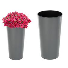 Blumenkübel Hochglanz Rund Slim Blumentopf Pflanzkübel anthrazit 5 Größen NEU!