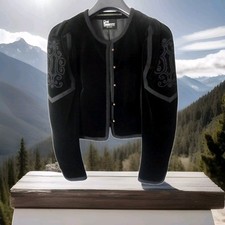 Damen Trachtenjacke?Resi Hammerer?Samt schwarz Stickerei Langarm Gr. 38/40