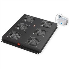 19-Zoll Dachlüftereinheit 6 Lüfter, Thermostat für Serverschrank schwarz