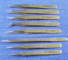 Spitz Pinzetten Set gerade gebogen Präzision Pinzette Modellbau Edelstahl 8-tlg.