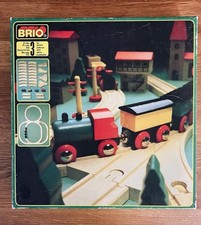 Super Rarität: Original BRIO Set 33140 Von 1984 - Lok, 3 Waggons, 26 Schienen.
