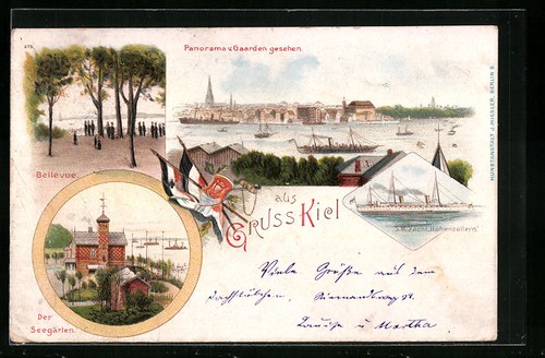Lithographie kiel seegarten - kiel,,
