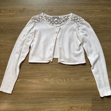 Vertbaudet Bolerojacke Strickjacke weiß Gr. 140 Mädchen langarm festlich