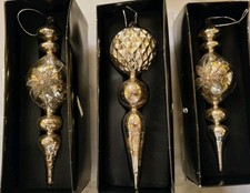 3Stk Vintage Weihnachtbaum Schmuck Glaskunst Ornamente ca. 28cm