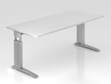 Schreibtisch 180x80cm Bürotisch Unna werkzeuglos höhenverstellbar Gestell Silber