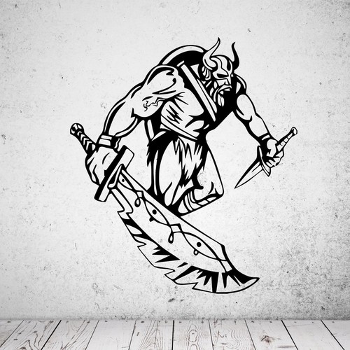 Wandtattoo wikinger mit - wandtattoo,