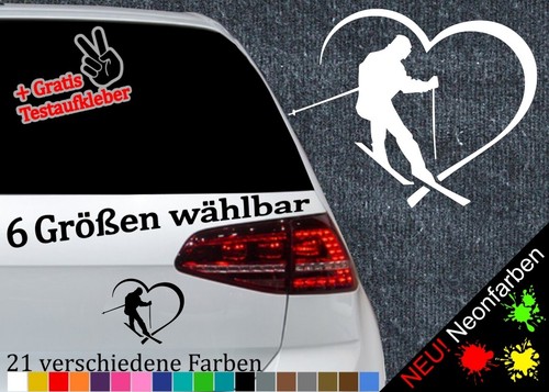Herz skifahrer aufkleber - herz,