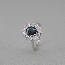 Ring 585/14k Weissgold mit Brillanten ca. 1,2ct TW/vs und Saphir ca. 1,2 ct