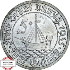 D 19  5 Gulden  DANZIG von 1935 in VZ-STG  1370170