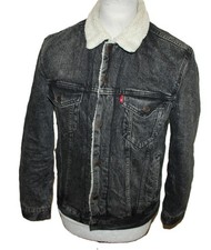 Levi’s Sherpa Trucker Jacke Grau S Herren Denim Jeansjacke Winter