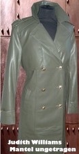 1a Judith Williams Lederimitat Trenchcoat /Mantel neu oliv fällt locker  Gr. 40