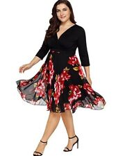 Damen Chiffon Sommerkleid Cocktailkleid Kleid Mollige Übergröße Partykleid BC758