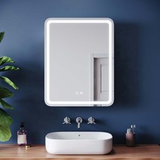 Spiegelschrank mit LED Wandschrank Steckdose Dimmbar Touch Beschlagfrei 55x70cm