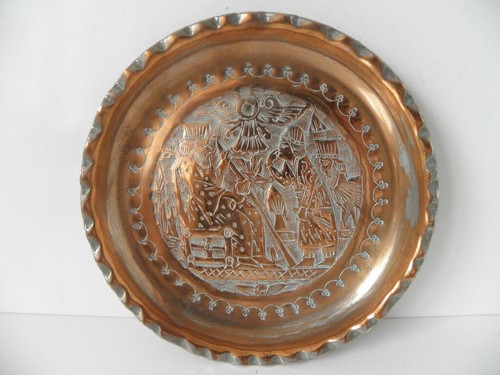 Kupfer teller schale - kupfer, rand