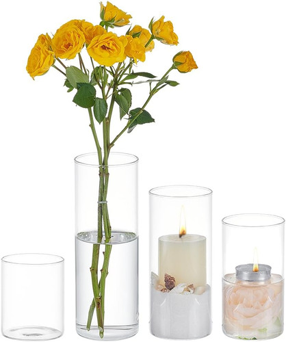 4er glas zylindervasen - 4er,