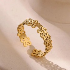 Damen Blumen Ring Gold