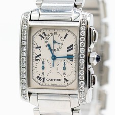 Cartier Tank Francaise Uhr Ref. 2303 Stahl Diamanten Quarz 20x25mm mit Papieren