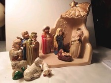 Krippe Keramik Schwabach Bayern Weihnachtskrippe 12 Teile 