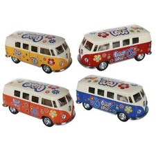 Metall Modellauto VW-Bus T1 Bulli Retro Hippie Flower Power Nostalgie Vintage 